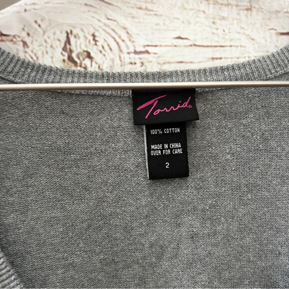 TORRID Sequin Shoulder Gray Cardigan Sweater Sz 2 - Picture 3 of 5
